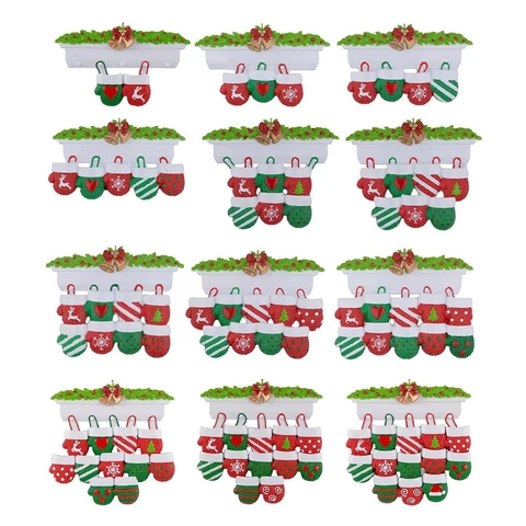 Harz Weihnachtsfäustlinge Familie Hängende Dekoration Personalisierter Weihnachtsbaumschmuck Für Weihnachten Party Heimdeko