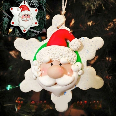 Harz Weihnachtsmann Schneeflocke Weihnachtsanhänger Baumschmuck Festlicher Anhänger Handbemalt Weihnachtsgeschenk