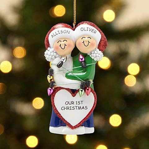 Kerst Koppel Omhelzend Hars Hangornament Boomdecoratie Veelkleurig Feestelijk Hart Hanger Voor Thuis Decoratie
