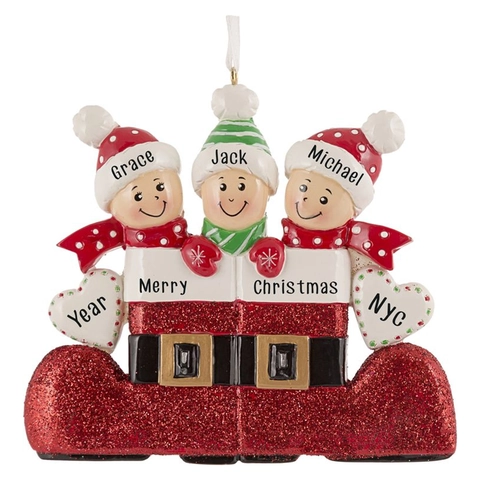 Ornamento Natalizio da Appendere in Resina per Famiglia a Forma di Stivale Decorazione Festiva per Albero Casa Festa Rosso Verde