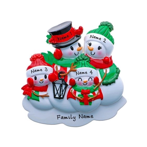Adorno Colgante de Familia de Muñecos de Nieve de Navidad Resina Pintada a Mano Decoración del Árbol de Navidad Fiesta
