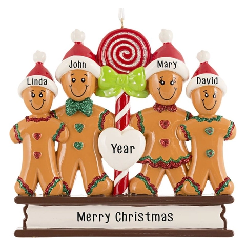 Resin Lebkuchenmann Familie Weihnachtsbaumanhänger Mit Glitzer Herz Personalisiert Festliche Feiertags Home Party Dekoration