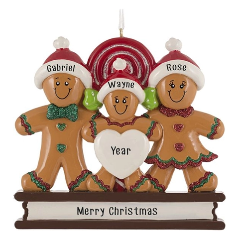 Resin Lebkuchenmann Familie Weihnachtsbaumanhänger Mit Glitzer Herz Personalisiert Festliche Feiertags Home Party Dekoration