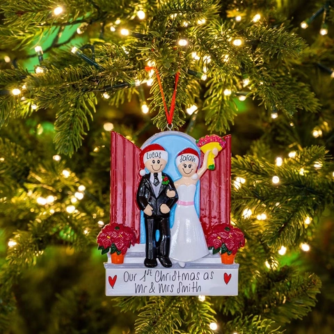 Ornamento Natalizio da Appendere in Resina e Lega per Coppia di Sposi Primo Natale della Sposa e dello Sposo Decorazione per Albero