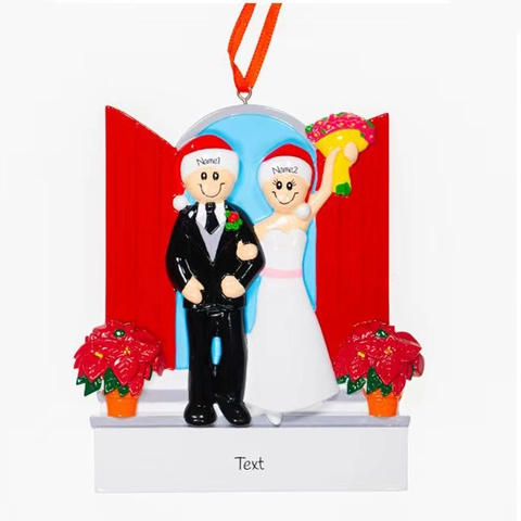 Ornamento Natalizio da Appendere in Resina e Lega per Coppia di Sposi Primo Natale della Sposa e dello Sposo Decorazione per Albero