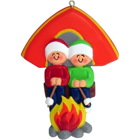 Decorazione per Albero di Natale in Resina Famiglia Falò Cartone Animato Marshmallow Sospeso Festa a Casa Esposizione