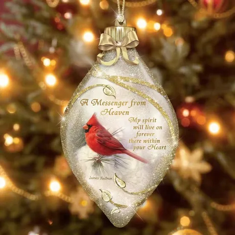 Ornamenti Natalizi Rossi in Resina con Uccello Cardinale Pendenti con Motivo a Fiocco di Neve Intrecciato Decorazione Albero