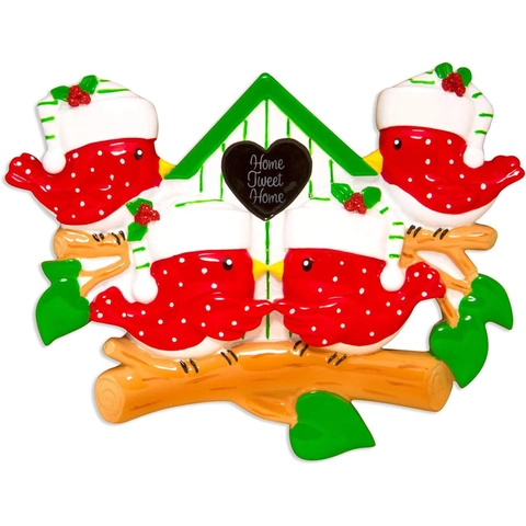 Creativo Casetta Famiglia Uccellini Rossi Resina Natale Ciondolo Home Tweet Home Festivo Vacanza Albero Decorazione Regalo