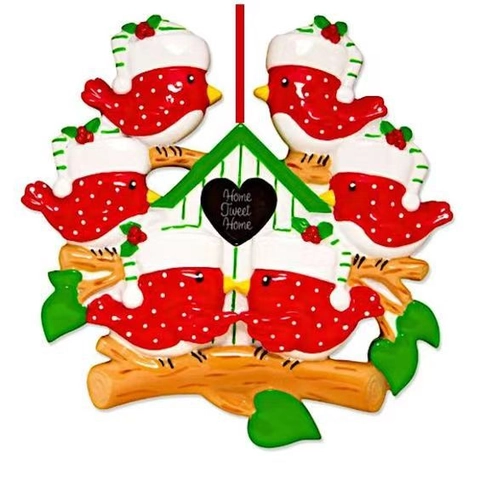 Creativo Casetta Famiglia Uccellini Rossi Resina Natale Ciondolo Home Tweet Home Festivo Vacanza Albero Decorazione Regalo