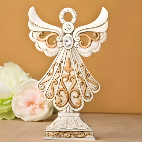 Ornamento Appeso Ali di Angelo in Resina Con Strass in Lega Stile Europeo Oro Bianco Decorazione Natalizia per Casa Regalo