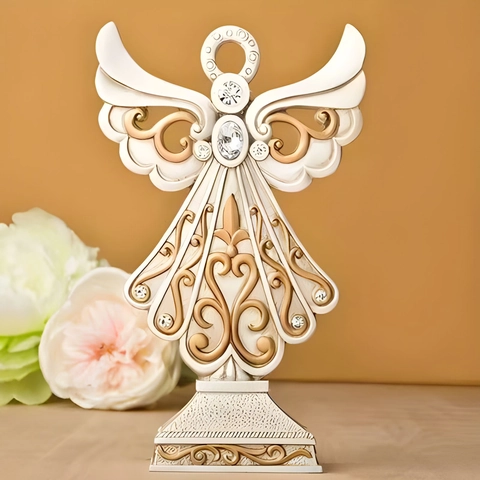 Ornamento Appeso Ali di Angelo in Resina Con Strass in Lega Stile Europeo Oro Bianco Decorazione Natalizia per Casa Regalo