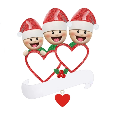 Addobbo Natalizio ad Albero Genealogico in Resina con Cornice Foto a Cuore Banner Vuoto Decorazione Festiva per Albero Regalo