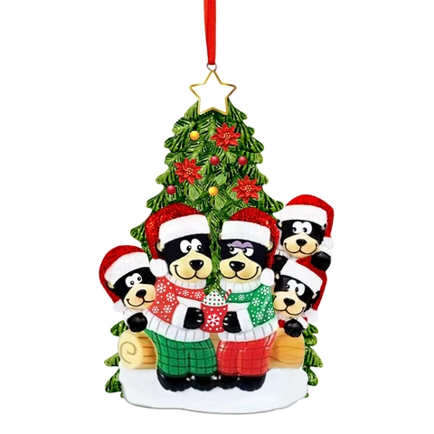 Harz Schwarzbär Familie Weihnachtsbaum Hängeornament Personalisierte Tier Thema Feiertag Dekoration Für Haus Weihnachten Party Festgeschenk