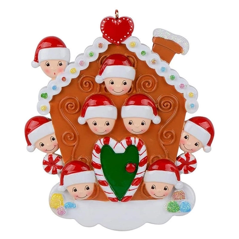 Decoración Colgante de Casa de Jengibre de Navidad de Resina DIY Familia Adorno Pintado Personalizado para Árbol de Navidad