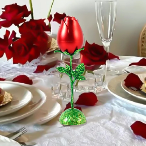 Romantische Rote Rosen Blume Figur Legierung Galvanisiert Metallisch Ornament Für Valentinstag Geschenk Home Tisch Deko