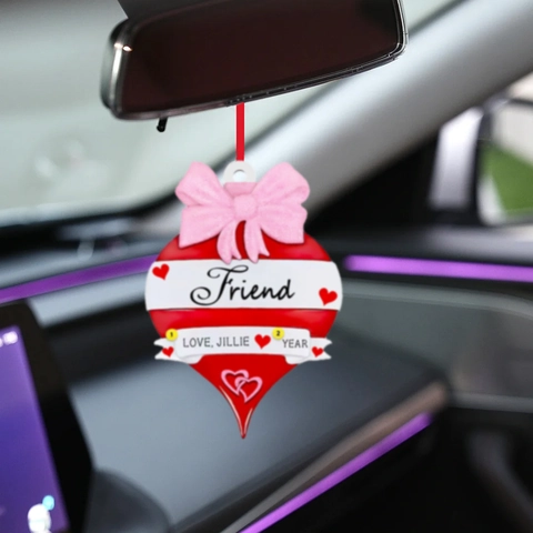 Rotes Herz Harz Schlüsselanhänger Auto Hängende Dekoration Mit Rosa Schleife Geschenk Für Mutter Vater Freund Valentinstag