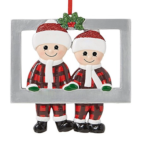 Ornement de Noël Personnalisé Famille Résine Renne Cheminée Chaussette Décor Peint à la Main Pendentif Arbre