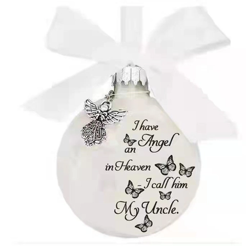 Angelo In Cielo Ornamento Di Natale Commemorativo Palla Di Plastica Con Fiocco In Raso E Ciondolo Angelo In Lega Per Casa