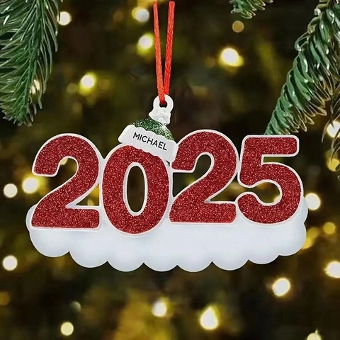 2025 Weihnachten Familie Familienmitglieder Schneemann Ornament Harz Personalisiert DIY Roter Glitzer Hängende Dekoration Weihnachtsbaum Deko Geschenk