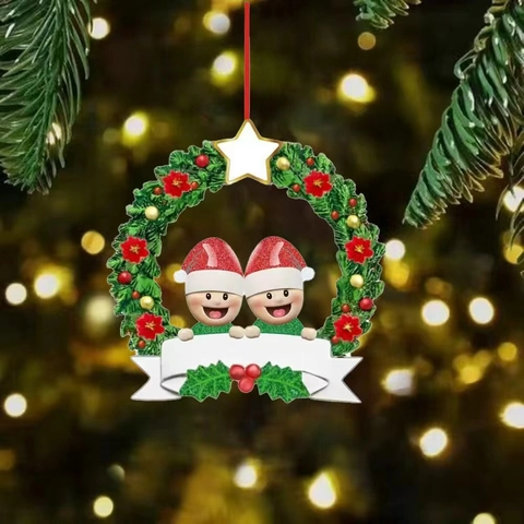 Personalisierte Weihnachten Kranz Familie Ornament Harz DIY Name Hängende Dekoration Für Weihnachtsbaum Feiertag Party Geschenk