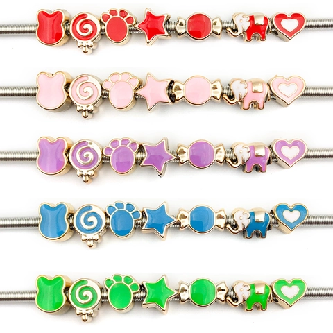 Alloy Enamel Large Hole Beads Cartoon Rabbit Lollipop Elephant Star Heart Spacer Beads For DIY Bracelet Jewelry Making Findings