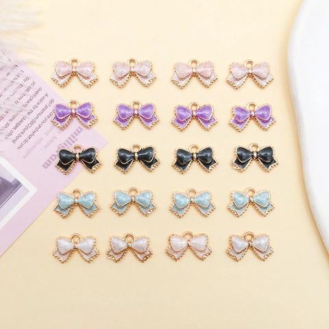 Emaille Zinklegering Strik Charms Voor DIY Sieraden Maken Accessoires Armband Ketting Oorbel Hangers Meerdere Kleuren