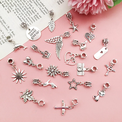 Antique Silver Alloy DIY Charms Pendants Mixed Style Heart Leaf Wings Animal Pendant For Jewelry Making Bracelet Necklace Accessories