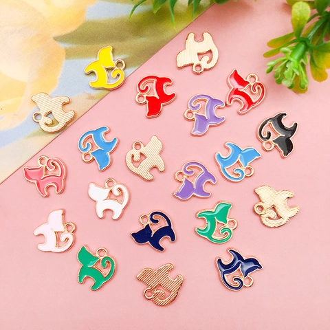 Pendentifs en Alliage de Chat en Émail de Dessin Animé pour la Fabrication de Bijoux DIY Charmes de Chaton Colorés pour Collier Boucle d'Oreille Accessoires Artisanaux