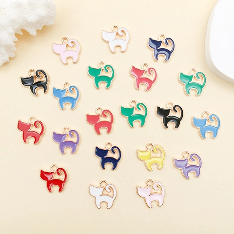 Pendentifs en Alliage de Chat en Émail de Dessin Animé pour la Fabrication de Bijoux DIY Charmes de Chaton Colorés pour Collier Boucle d'Oreille Accessoires Artisanaux