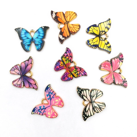 Mignon Pendentif Papillon en Alliage Émail pour la Fabrication de Bijoux DIY Charme d'Insecte Coloré pour Collier Bracelet Boucle d'Oreille Accessoires de Cheveux