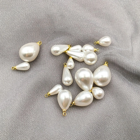 Water Drop Artificial Pearl Alloy Pendant Charms For DIY Jewelry Making Necklaces Earrings Accessories Gold Silver Pendants