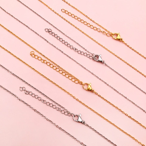 Minimalist Alloy Stainless Steel Necklace Chain For Women DIY Jewelry Findings Gold Silver Plated Link Chain With Lobster Clasp