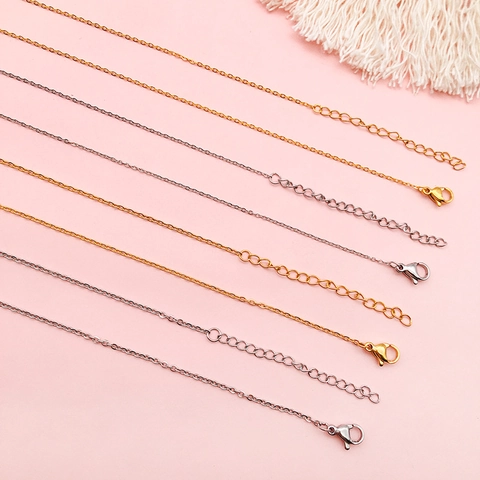 Minimalist Alloy Stainless Steel Necklace Chain For Women DIY Jewelry Findings Gold Silver Plated Link Chain With Lobster Clasp