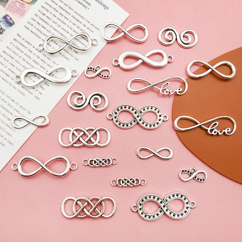 Vintage Alloy Infinity Symbol Pendants For DIY Jewelry Making Silver Tone Love Connection Links For Bracelet Necklace Crafts