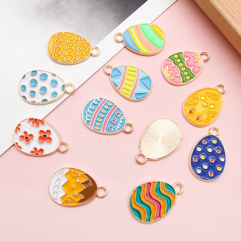 Easter Egg Enamel Charms Zinc Alloy Rabbit Chick Animal Pendants For DIY Jewelry Making Findings Necklace Earring Accessories