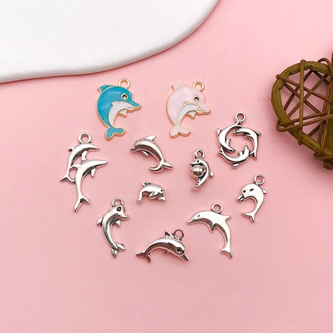Alloy Dolphin Pendants DIY Jewelry Making Accessories Ocean Animal Charms Enamel Metal Handicrafts For Earrings Necklaces