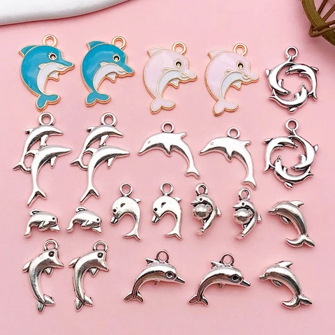 Alloy Dolphin Pendants DIY Jewelry Making Accessories Ocean Animal Charms Enamel Metal Handicrafts For Earrings Necklaces