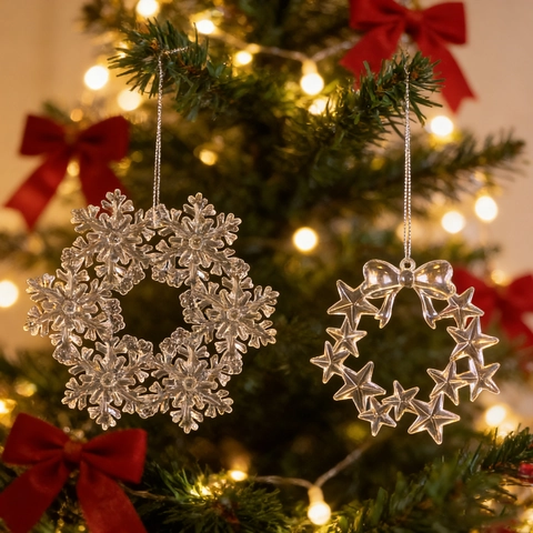 Ornamenti da Appendere per Albero di Natale in Acrilico Ghirlanda a Stella con Fiocchi di Neve Trasparenti Ciondolo Decorativo per Casa Feste di Natale DIY