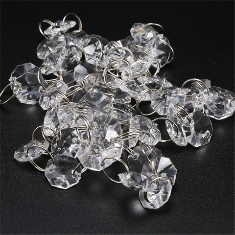 Cadena de Cuentas de Acrílico Octogonal Transparente Facetada Decoración Colgante para Boda Fiesta Ventana Cortina Colgante