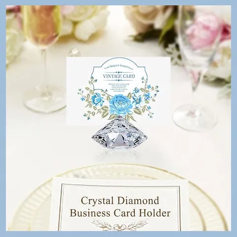 Porta Segnaposto a Forma di Diamante in Acrilico Supporto per Biglietti con Effetto Cristallo per Matrimonio Festa Ufficio