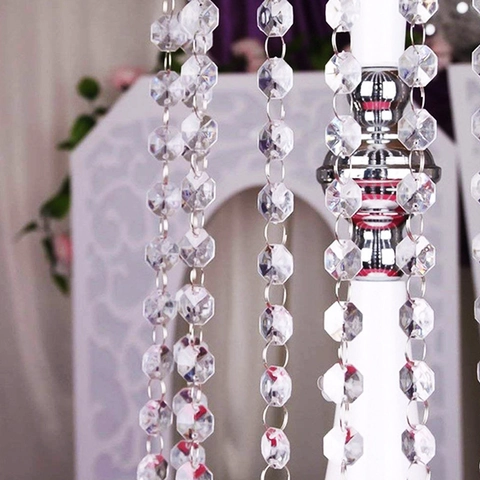 Transparente Acryl Achteckige Kristall Perlenkette Für Hochzeit Party Weihnachtsbaum Dekoration DIY Vorhang Zubehör