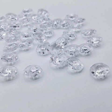 Cuentas Octogonales de Acrílico Facetado para Bisutería DIY Decoración de Boda Fiesta Doble Agujero Aspecto Cristal Transparente