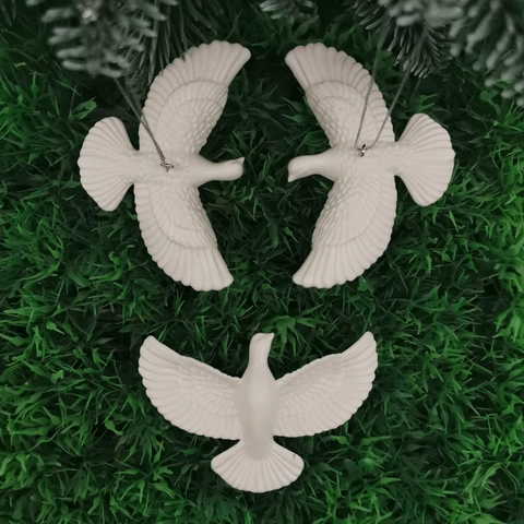 White Resin Peace Dove Hanging Ornament Simulation Bird Figurine For Christmas Tree Home Wedding Party Decoration Gift