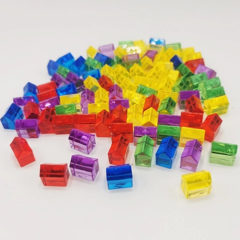 Bunte Transparente Brettspiel-Stücke Acryl Kunststoff Mini Haus Menschliche Spielfigur Meeple DIY Spielzubehör Für Kinder Party