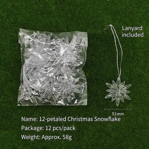 Transparent Acrylic Christmas Hanging Ornaments Snowflake Icicle Reindeer Bell Star Tree Decorations For Festival Party Home Decor