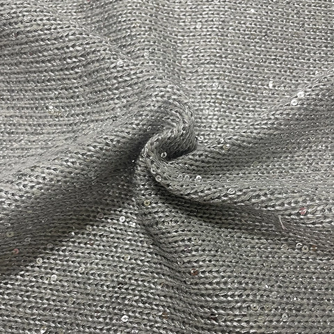Sequin Knit Fabric Cotton Polyester Blend Chunky Needle Lurex Jacquard For Christmas Crafts Stage Costume DIY Sewing Material