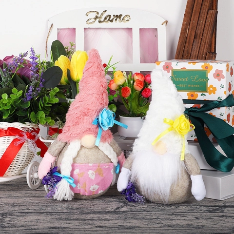 Gnomo Senza Volto Fatto a Mano in Peluche per San Valentino Con Decorazione Floreale Artificiale Rudolf Nordico Casa Regalo