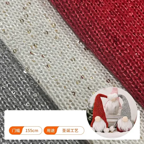 Sequin Knit Fabric Cotton Polyester Blend Chunky Needle Lurex Jacquard For Christmas Crafts Stage Costume DIY Sewing Material