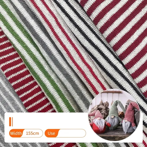 Soft Cotton Blend Striped Knit Fabric Horizontal Stripe Material For Christmas DIY Sewing Clothing Home Decor Crafts