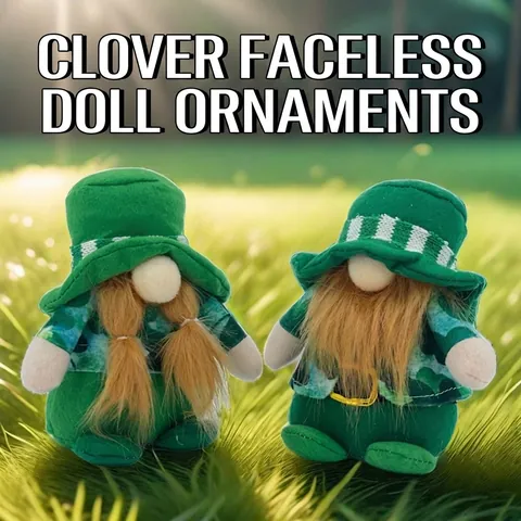 Gnome en Peluche pour la Saint-Patrick Trèfle Irlandais Vieil Homme Sans Visage Chapeau Vert Décoration Scandinave
